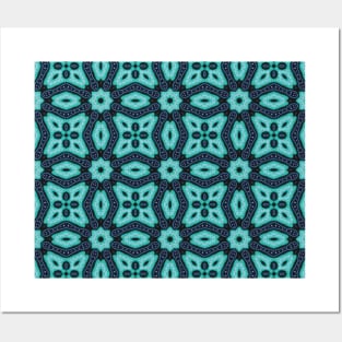 Agua green tribal geometric print Posters and Art